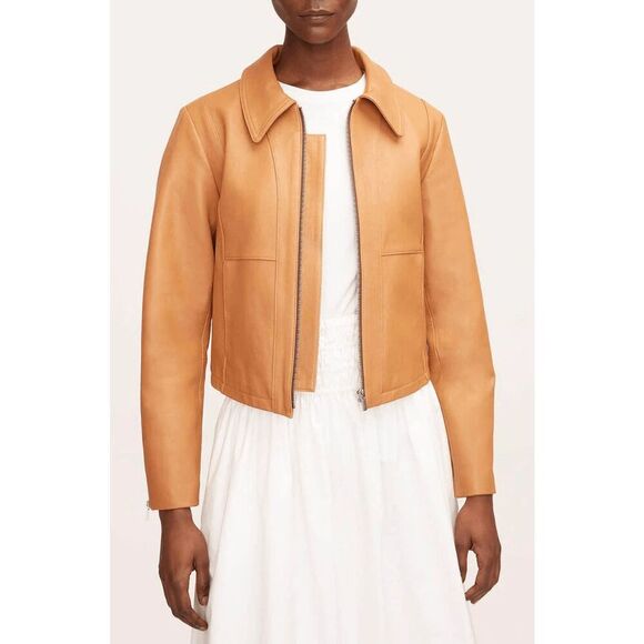 Rebecca Taylor Women's Pebbled Leather Moto Jacket - Brown 0